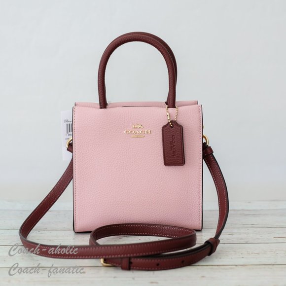 NWT Coach CE598 Mini Cally Leather Crossbody in Powder Pink/Wine - Picture 3 of 10